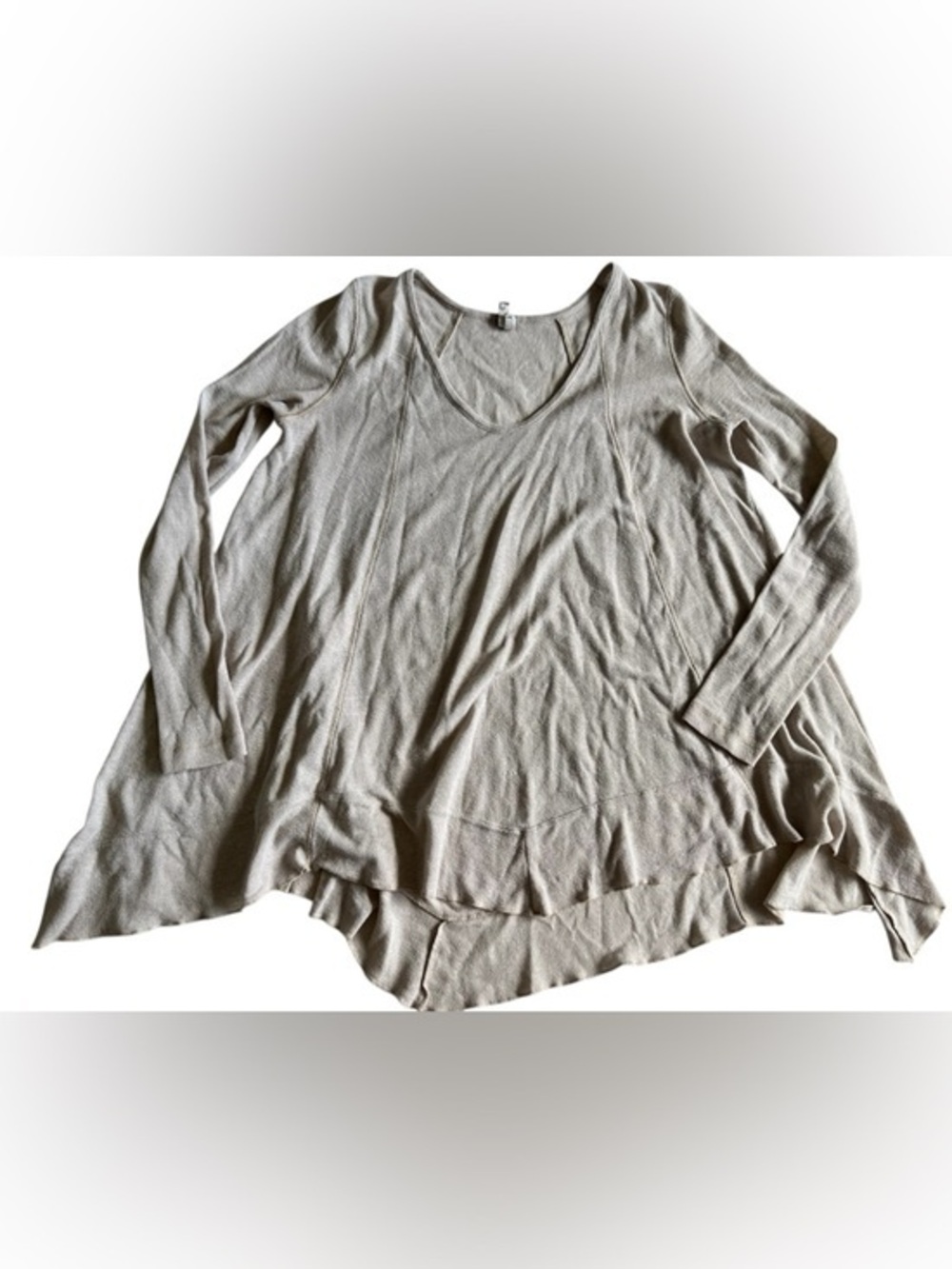 Free People Relaxed V-Neck Long Sleeve Tunic - Light Taupe